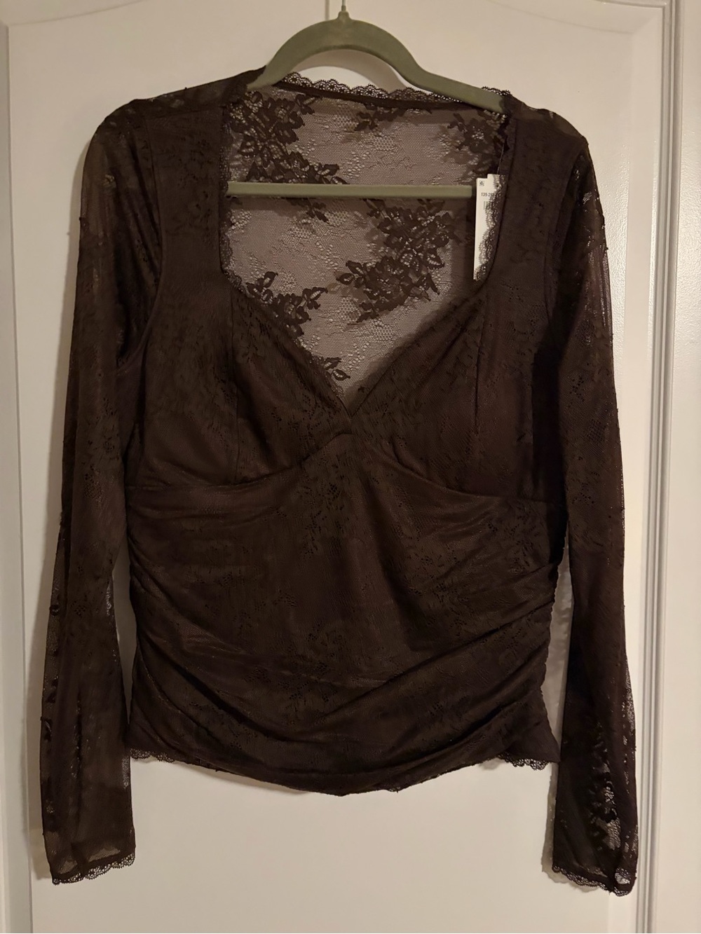 Women's Brown Lace Long-Sleeve Top